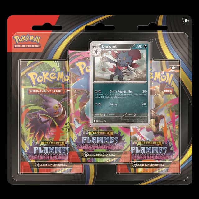 Pokémon Méga-Évolution - Pack de 3 Boosters ME02 Flammes Fantasmagoriques Dimoret - FR
